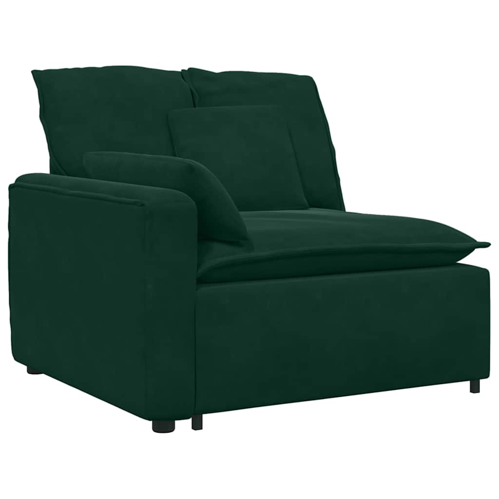 vidaXL Canapé modulaire avec coussins Velours Vert foncé