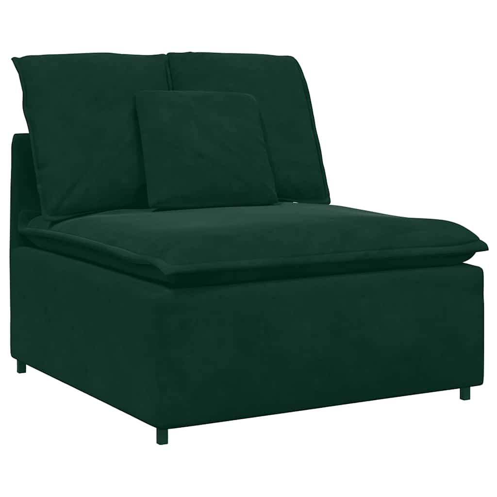 vidaXL Canapé modulaire avec coussins Velours Vert foncé