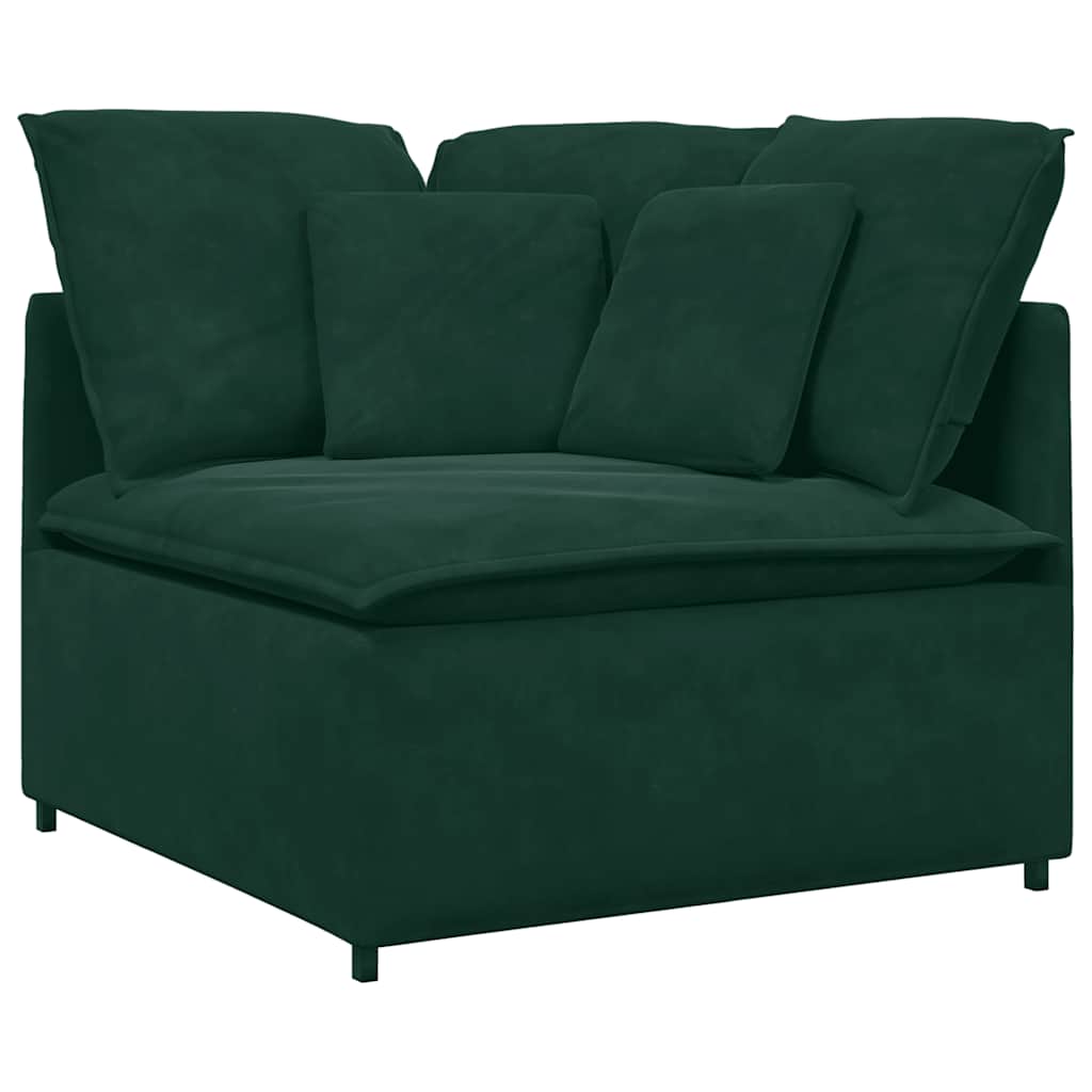 vidaXL Canapé modulaire avec coussins Velours Vert foncé