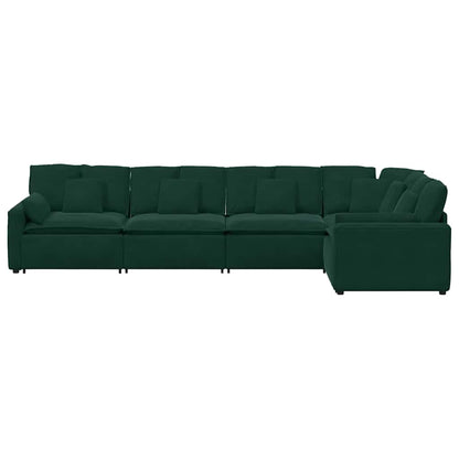 vidaXL Canapé modulaire avec coussins Velours Vert foncé