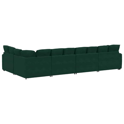 vidaXL Canapé modulaire avec coussins Velours Vert foncé