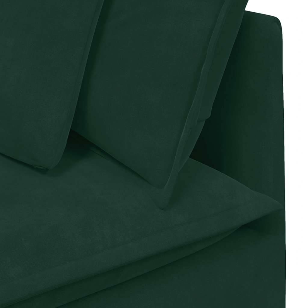 vidaXL Canapé modulaire avec coussins Velours Vert foncé