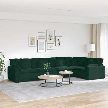vidaXL Canapé modulaire avec coussins Velours Vert foncé