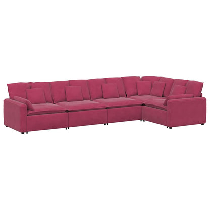 vidaXL Canapé modulaire avec coussins Velours Rouge bordeaux