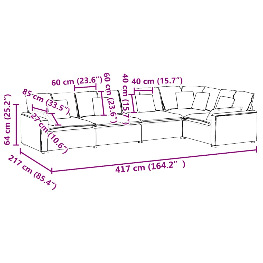 vidaXL Canapé modulaire avec coussins Velours Rouge bordeaux