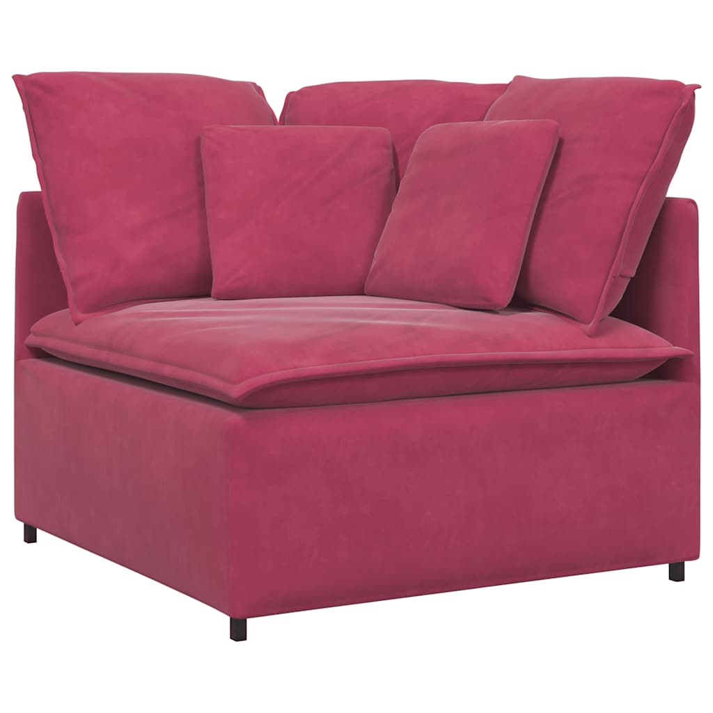 vidaXL Canapé modulaire avec coussins Velours Rouge bordeaux