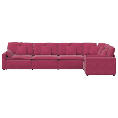 vidaXL Canapé modulaire avec coussins Velours Rouge bordeaux