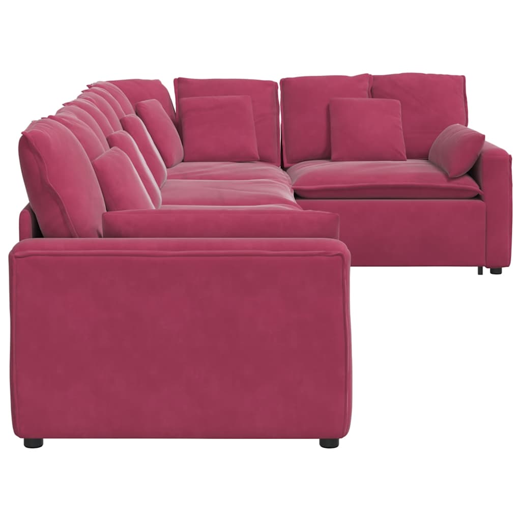 vidaXL Canapé modulaire avec coussins Velours Rouge bordeaux