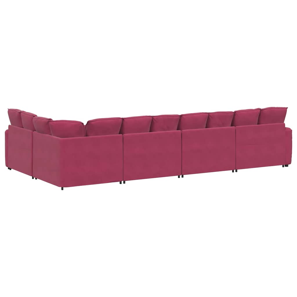 vidaXL Canapé modulaire avec coussins Velours Rouge bordeaux