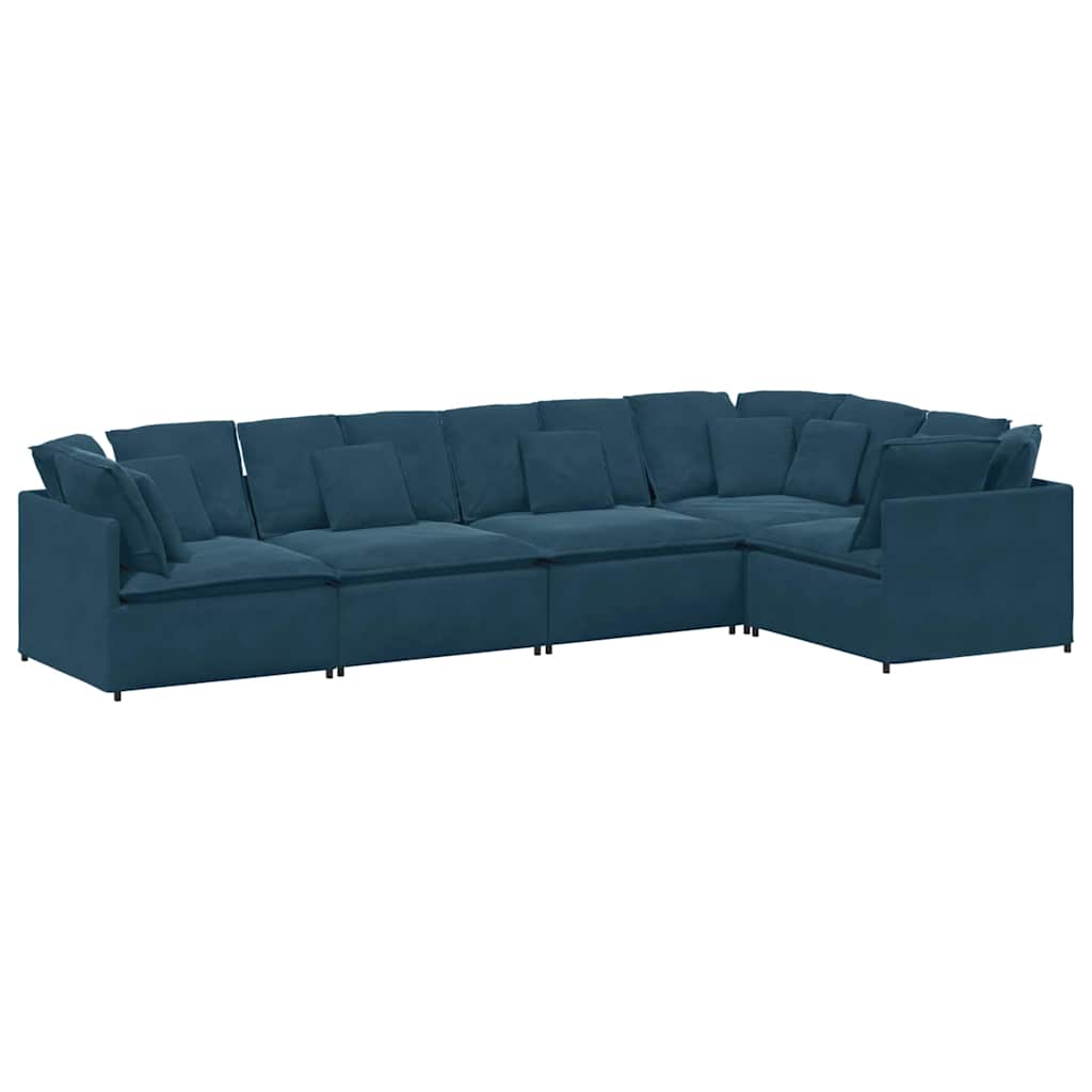 vidaXL Modulares Sofa mit Kissen Samt Blau