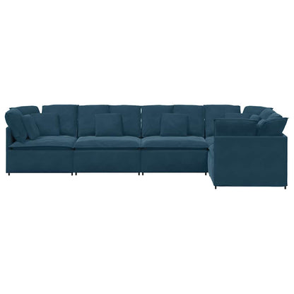 vidaXL Modulares Sofa mit Kissen Samt Blau