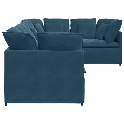 vidaXL Modulares Sofa mit Kissen Samt Blau