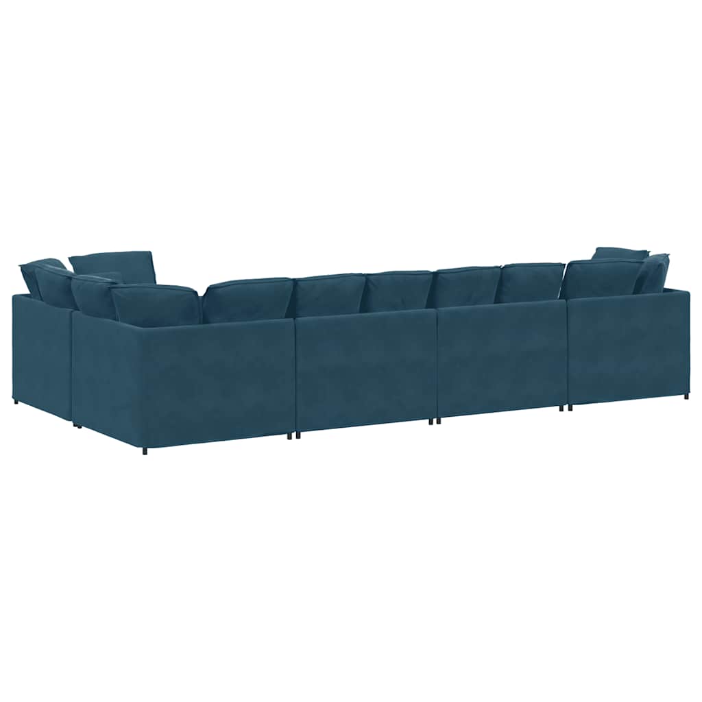 vidaXL Modulares Sofa mit Kissen Samt Blau