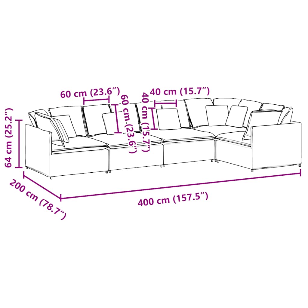 vidaXL Modulares Sofa mit Kissen Samt Blau