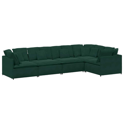 vidaXL Canapé modulaire avec coussins Velours Vert foncé