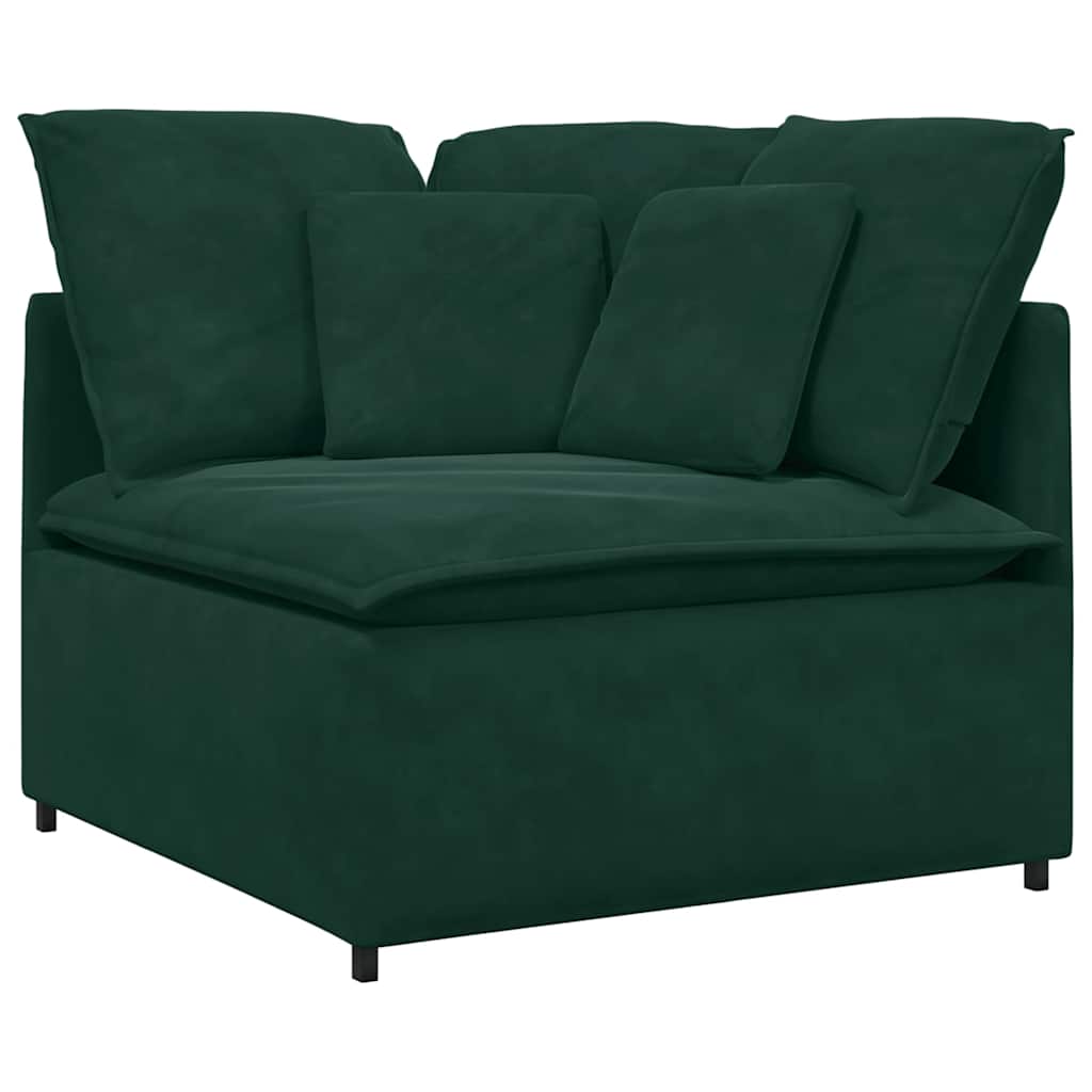 vidaXL Canapé modulaire avec coussins Velours Vert foncé