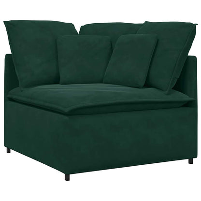 vidaXL Canapé modulaire avec coussins Velours Vert foncé