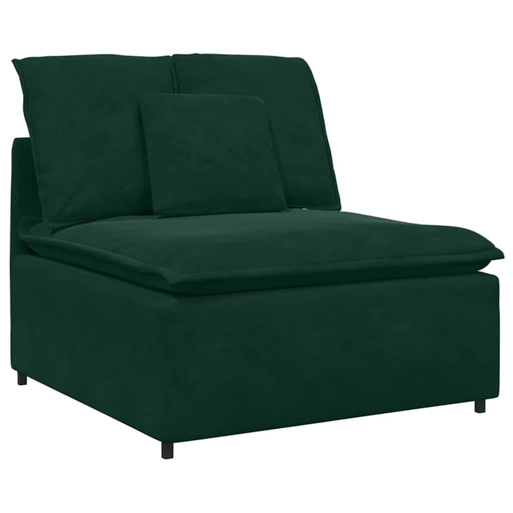vidaXL Canapé modulaire avec coussins Velours Vert foncé