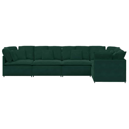 vidaXL Canapé modulaire avec coussins Velours Vert foncé
