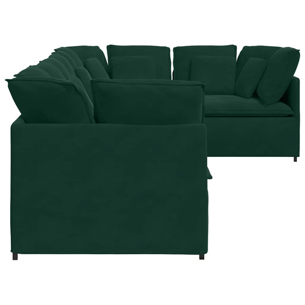 vidaXL Canapé modulaire avec coussins Velours Vert foncé