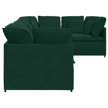 vidaXL Canapé modulaire avec coussins Velours Vert foncé