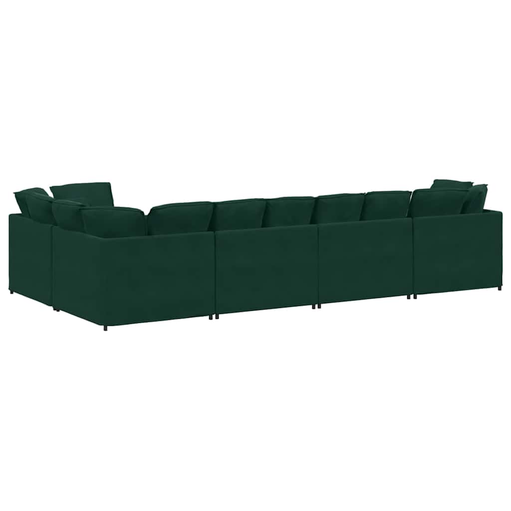 vidaXL Canapé modulaire avec coussins Velours Vert foncé