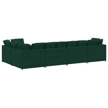 vidaXL Canapé modulaire avec coussins Velours Vert foncé