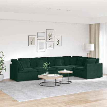 vidaXL Canapé modulaire avec coussins Velours Vert foncé