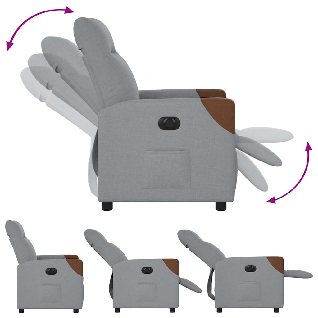 vidaXL Fauteuil relax électrique Gris clair Tissu