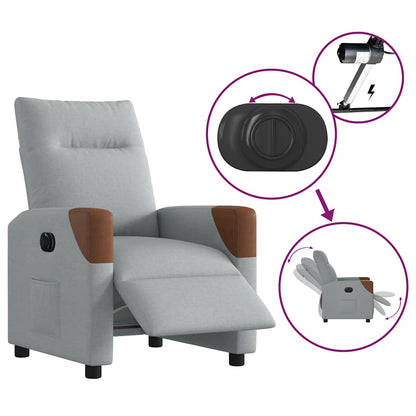 vidaXL Fauteuil relax électrique Gris clair Tissu