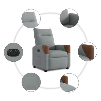 vidaXL Fauteuil relax électrique Gris clair Tissu