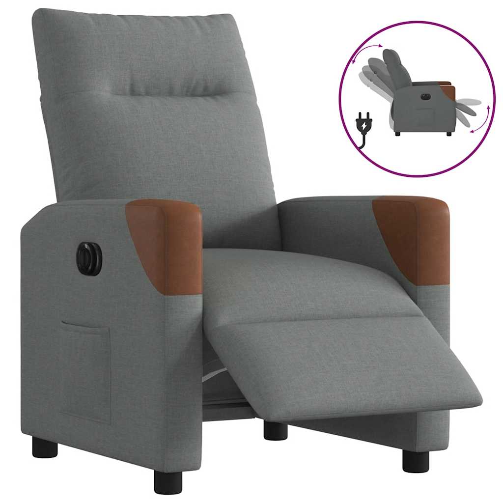 vidaXL Fauteuil relax électrique en tissu gris foncé