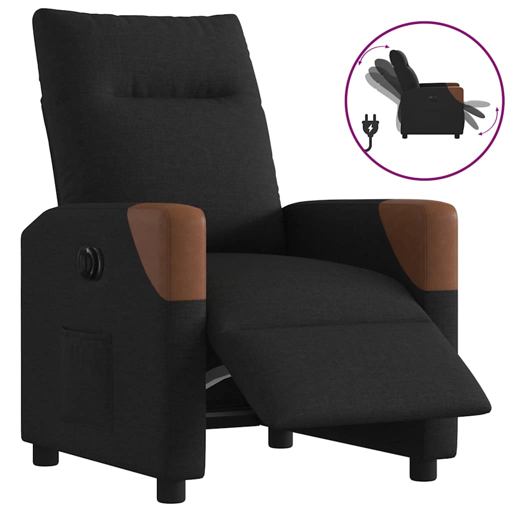 vidaXL Fauteuil relax électrique noir en tissu