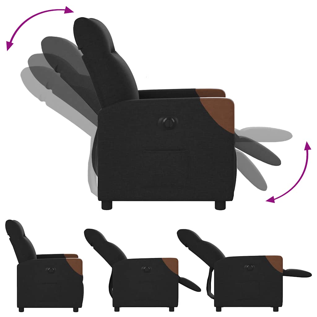 vidaXL Fauteuil relax électrique noir en tissu