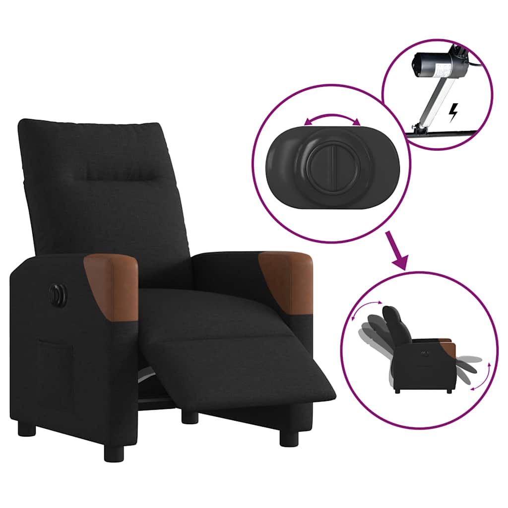 vidaXL Fauteuil relax électrique noir en tissu