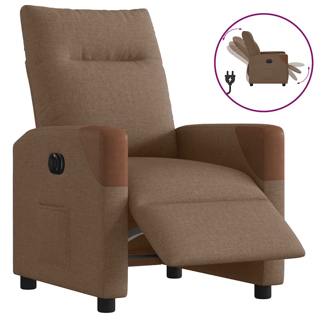 vidaXL Fauteuil de Relaxation Électrique Marron Tissu