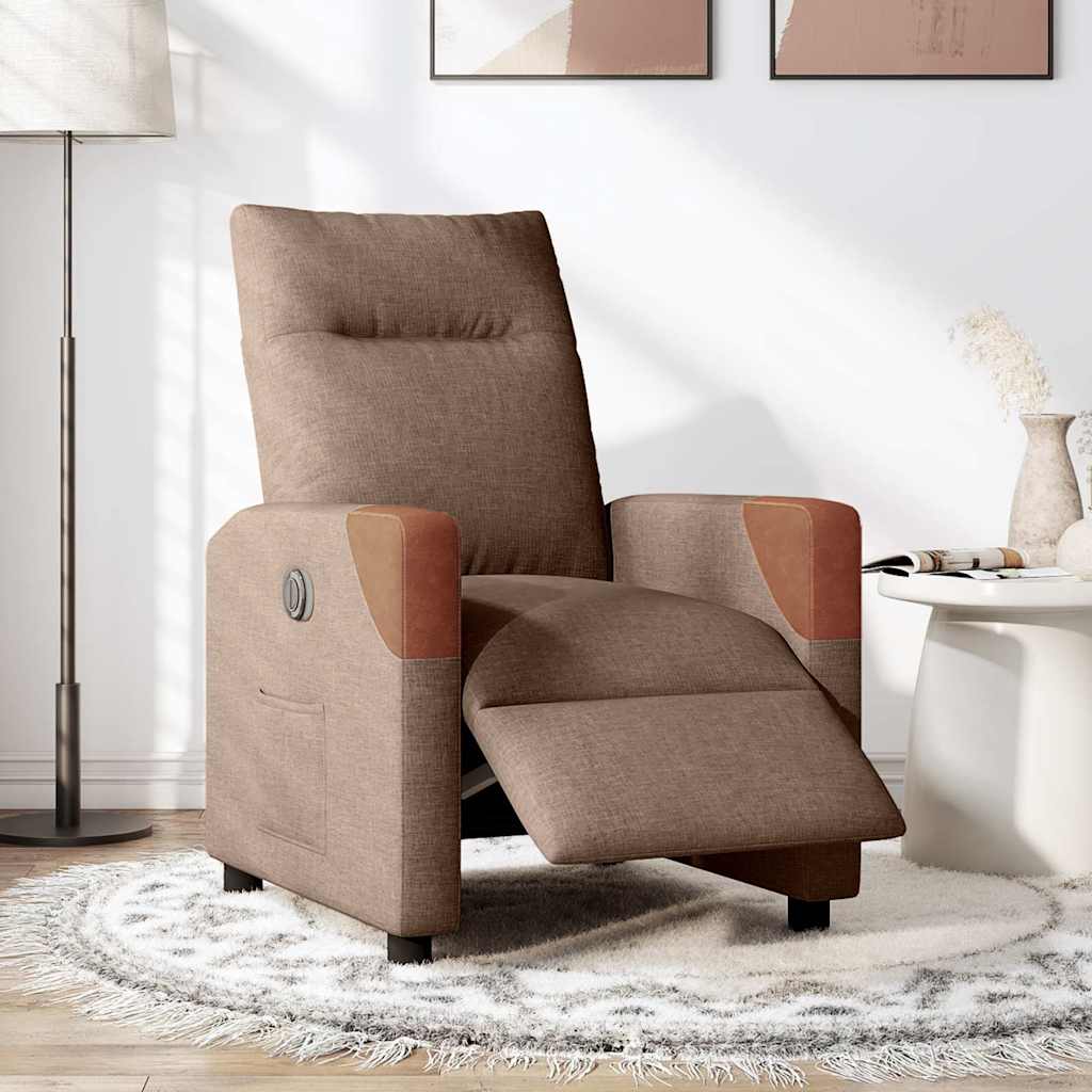 vidaXL Fauteuil de Relaxation Électrique Marron Tissu
