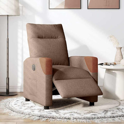 vidaXL Fauteuil de Relaxation Électrique Marron Tissu