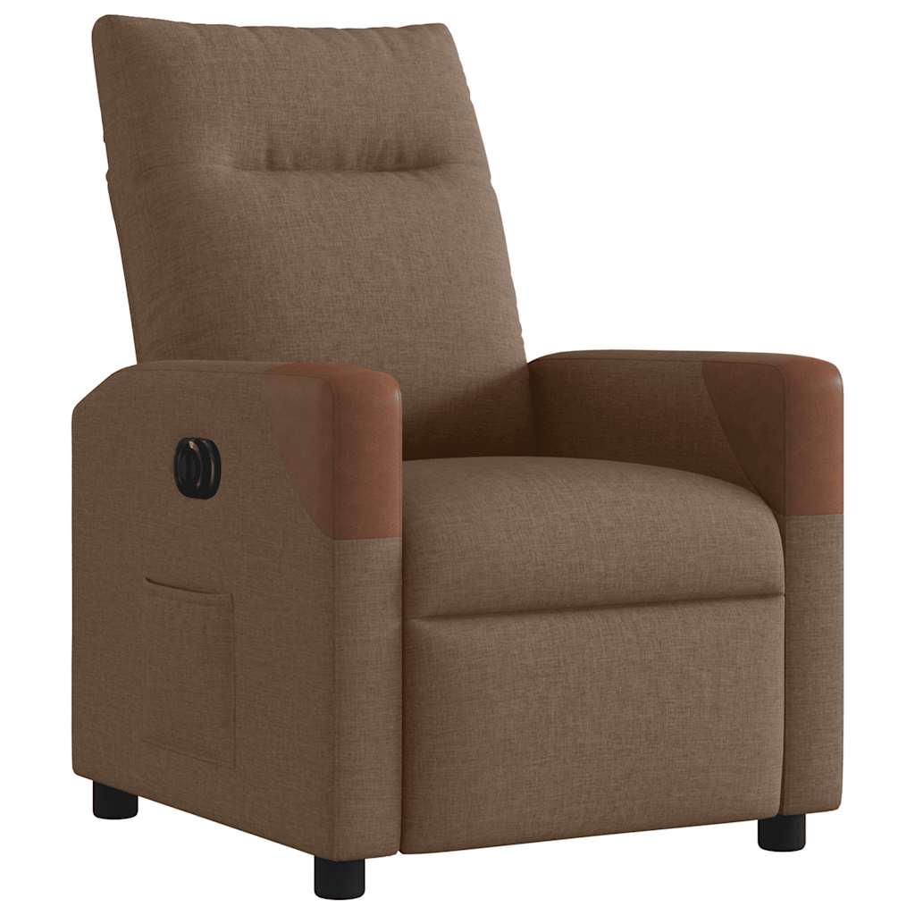 vidaXL Fauteuil de Relaxation Électrique Marron Tissu