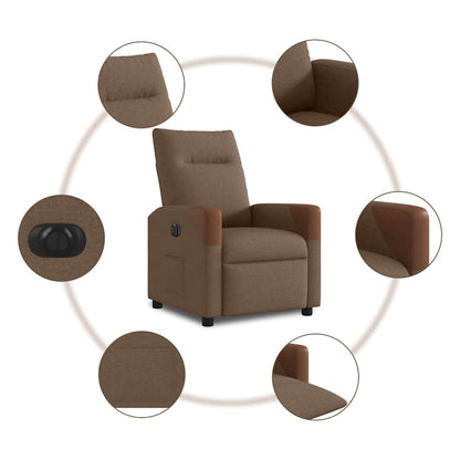 vidaXL Fauteuil de Relaxation Électrique Marron Tissu