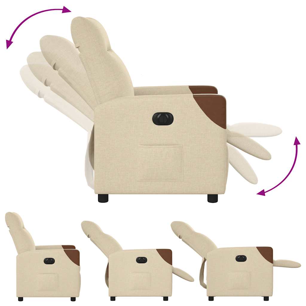vidaXL Relaxsessel Elektrisch Creme Stoff