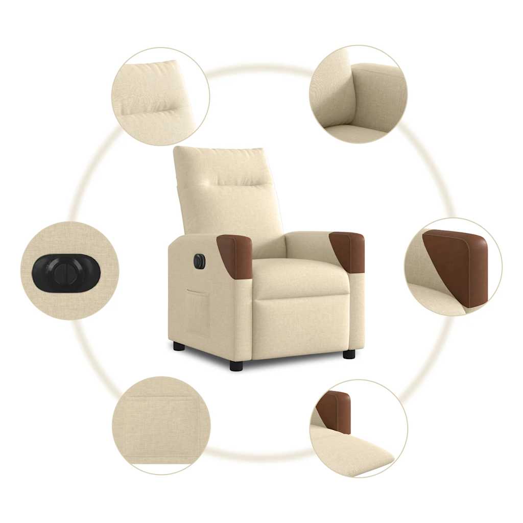 vidaXL Relaxsessel Elektrisch Creme Stoff