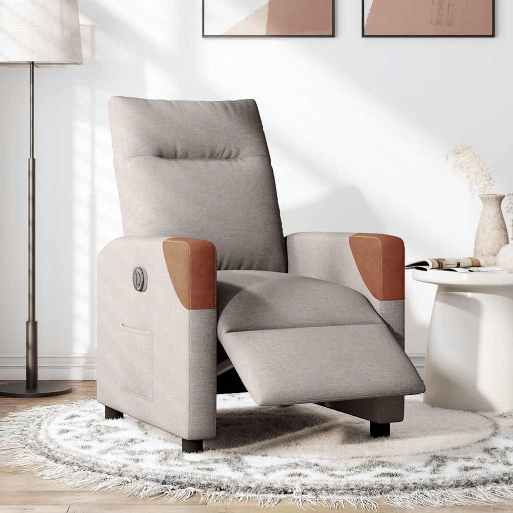 vidaXL Fauteuil relax électrique tissu taupe