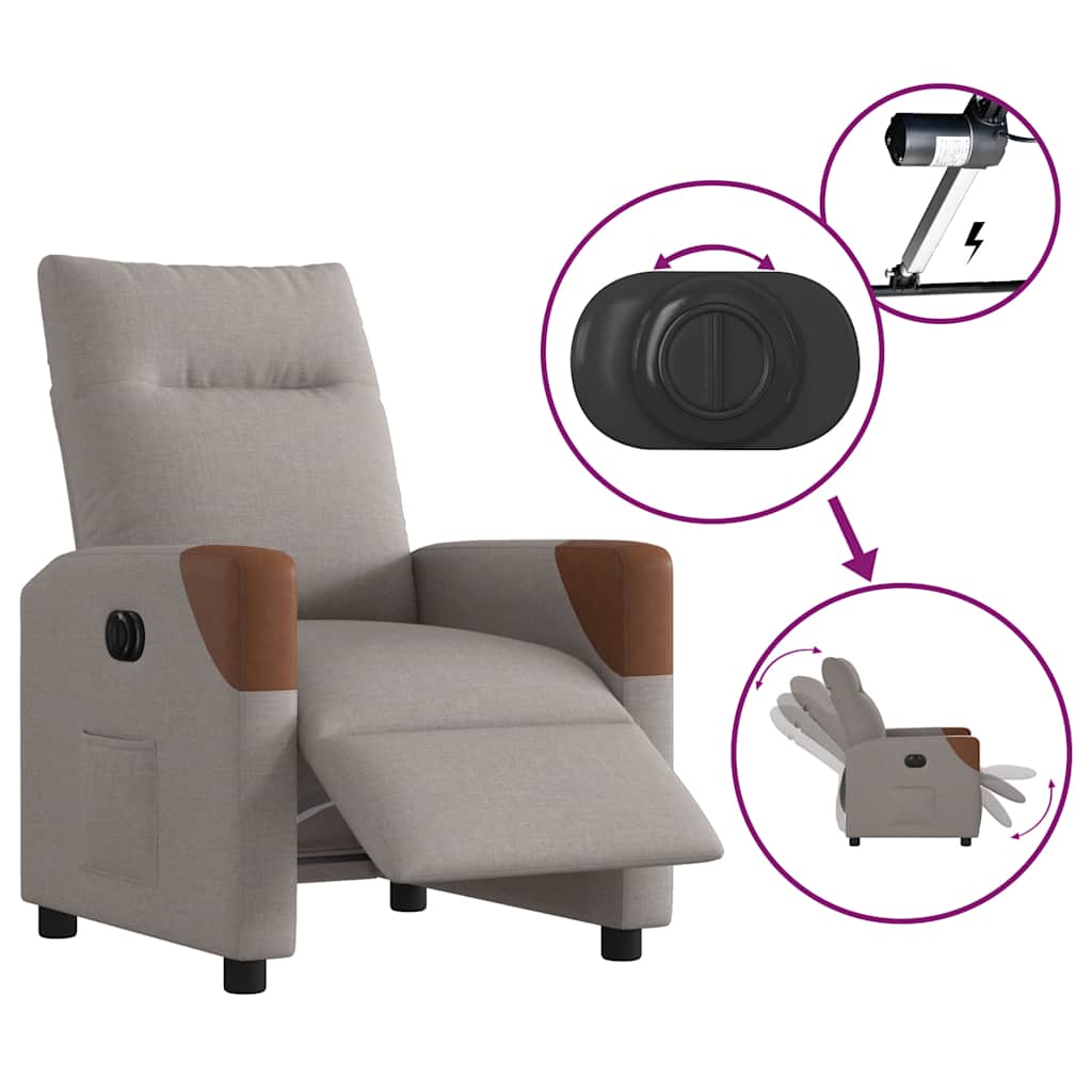 vidaXL Fauteuil relax électrique tissu taupe