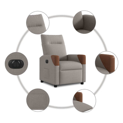 vidaXL Fauteuil relax électrique tissu taupe