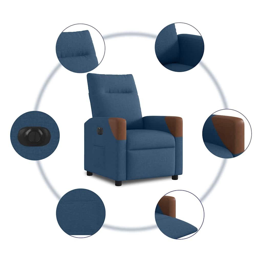 vidaXL Relaxsessel Elektrisch Blau Stoff
