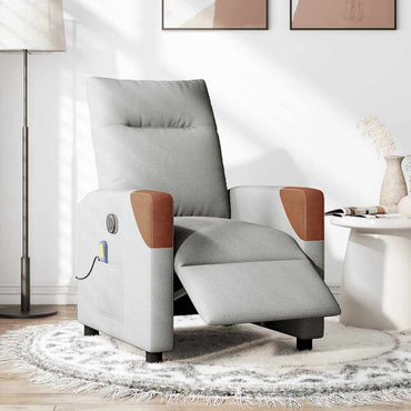 vidaXL Massagesessel Elektrisch Wolkengrau Stoff