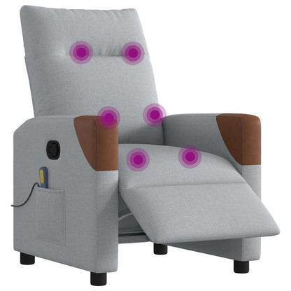 vidaXL Massagesessel Elektrisch Hellgrau Stoff