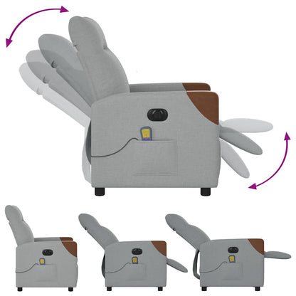 vidaXL Massagesessel Elektrisch Hellgrau Stoff