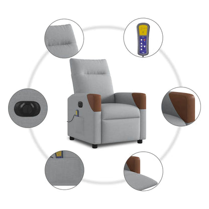 vidaXL Massagesessel Elektrisch Hellgrau Stoff